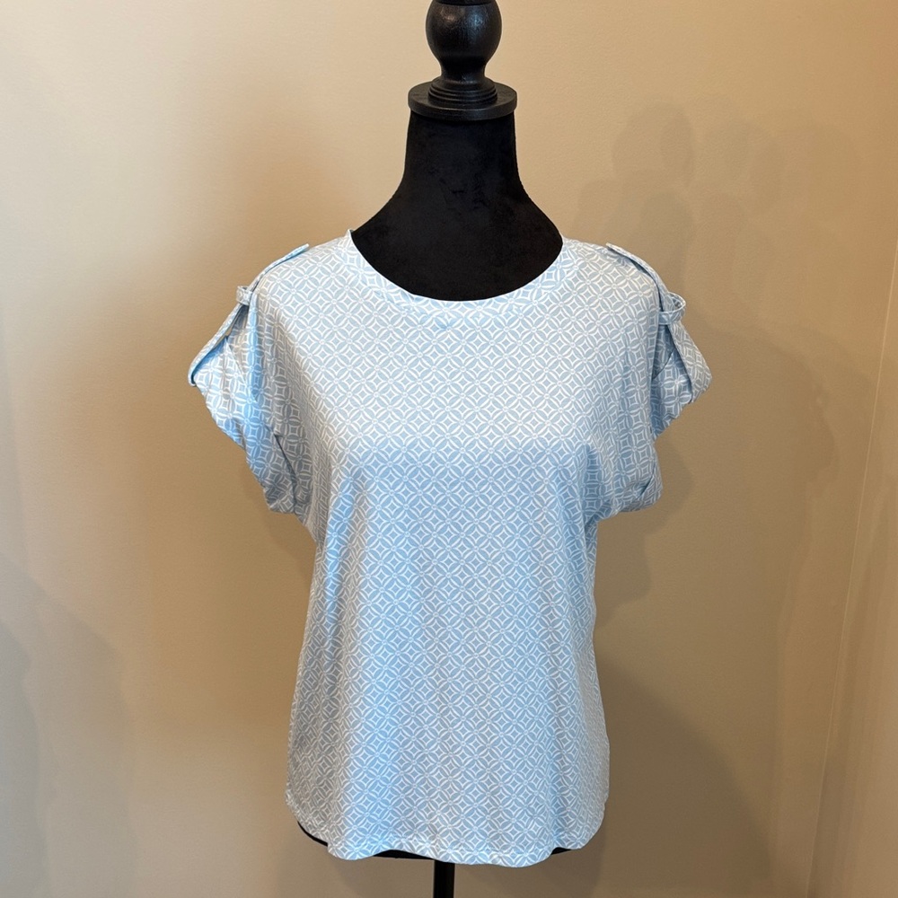 Michael Kors Women's Light Blue geometric Patterned Top sz S